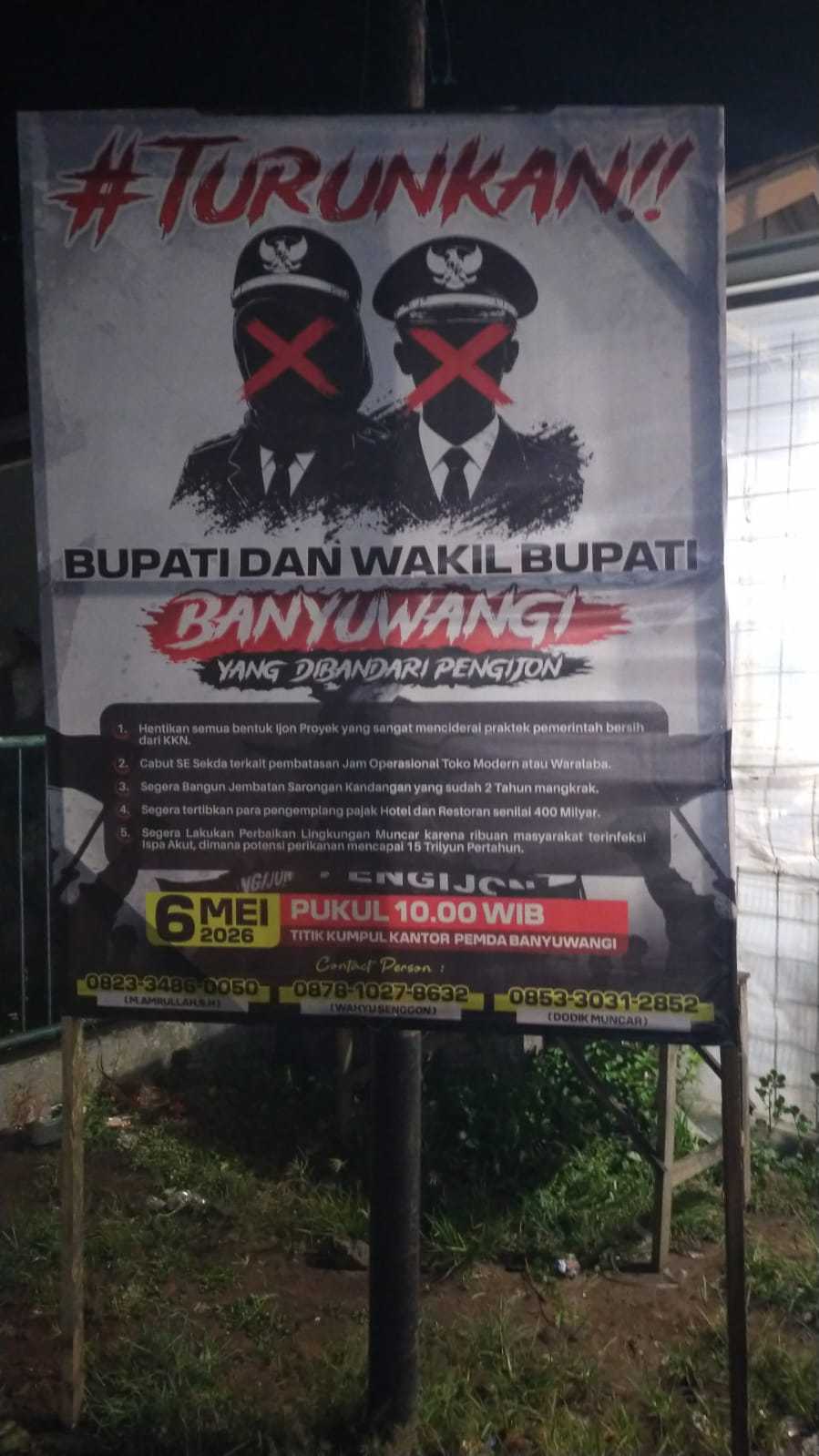 *Beredar Spanduk" Turunkan Bupati dan Wakil Bupati Banyuwangi, Puskaptis Bakal "Turun Gunung"*