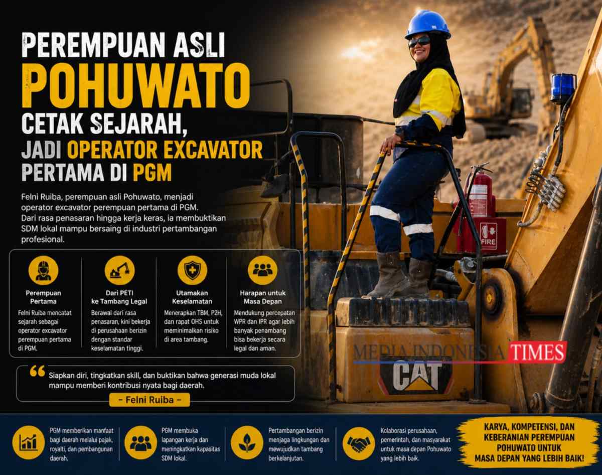 Perempuan Asli Pohuwato Cetak Sejarah, Jadi Operator Excavator Pertama di PGM
