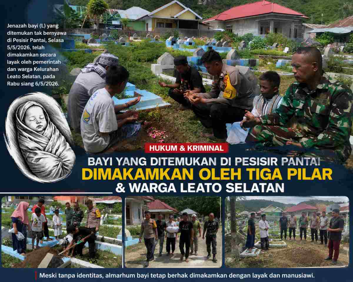 Bayi Ditemukan di Pesisir, Tiga Pilar dan Warga Beri Pemakaman Layak