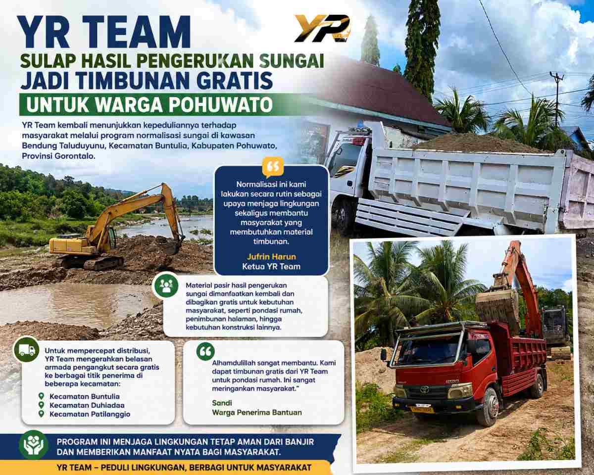 Salut! Hasil Pengerukan Sungai Disalurkan Gratis Untuk Warga Pohuwato
