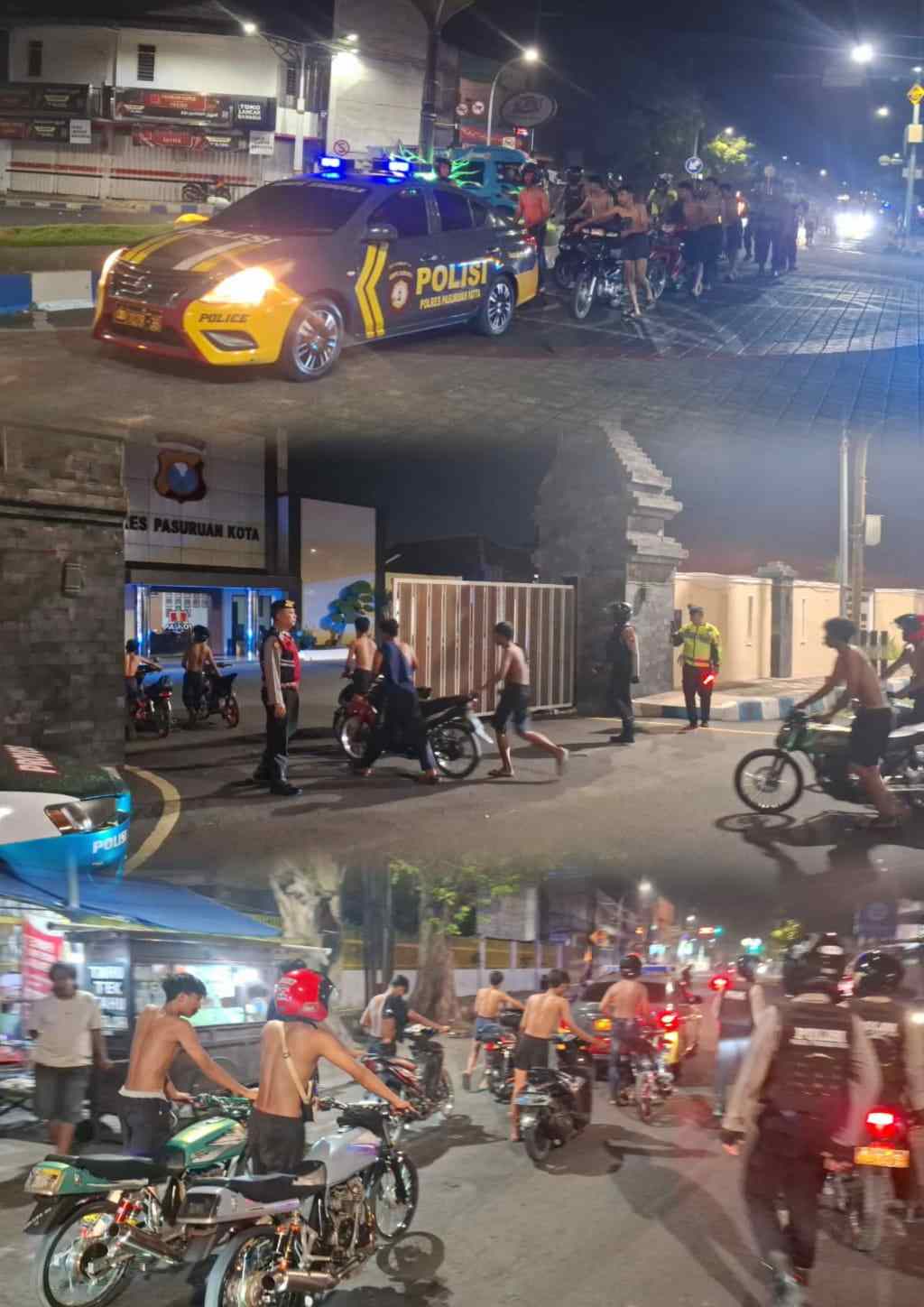 Patroli Pleton Siaga Polres Pasuruan Kota Amankan 14 Motor Diduga Balap Liar