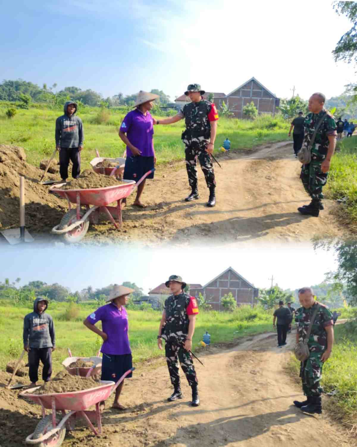 Di Tengah Debu Jalan Tani, Sapaan Hangat Dansatgas TMMD Bangkitkan Semangat Warga 