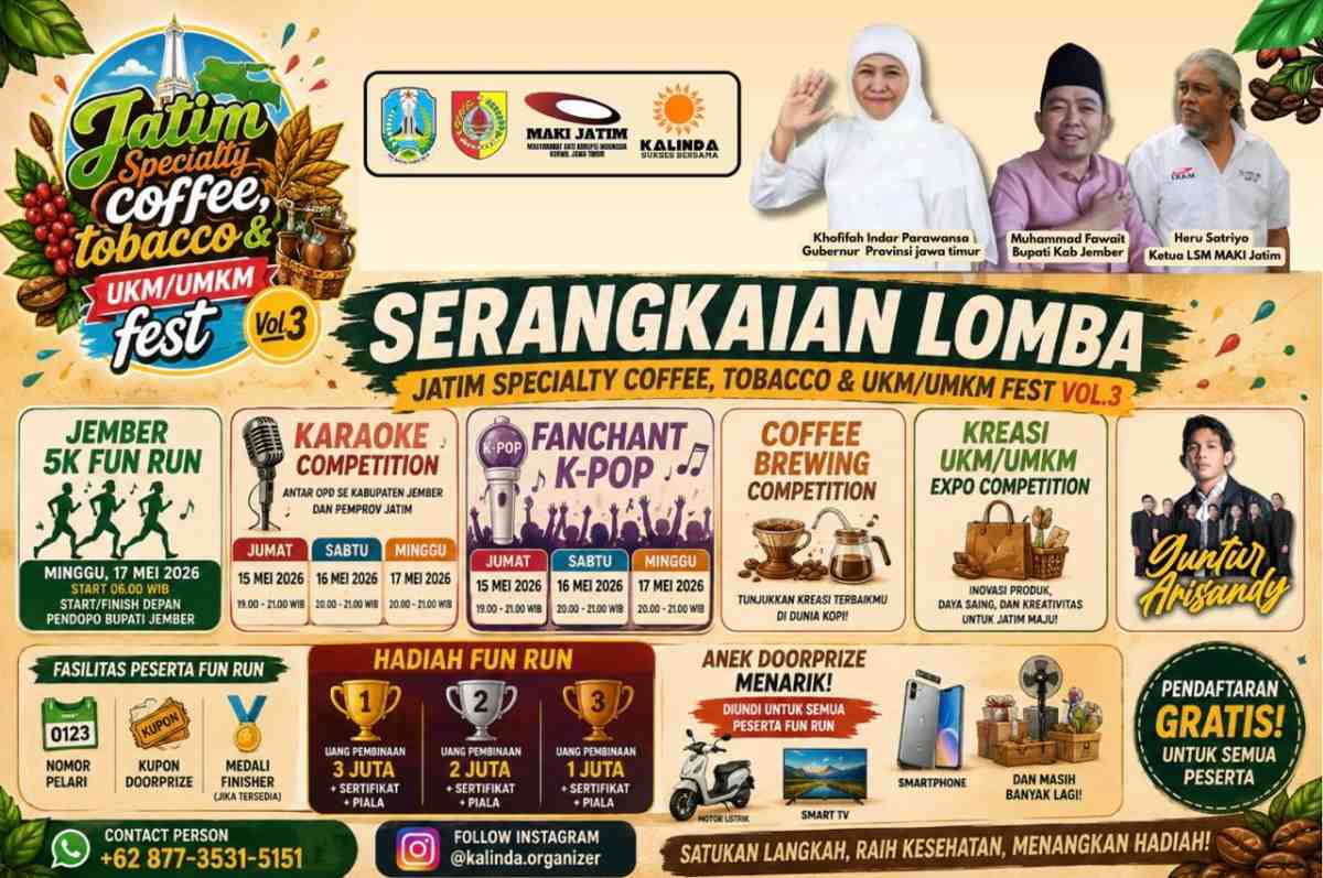 Spektakuler Festival Kreativitas, Kopi, Musik, UMKM dan Sportainment Terbesar Tahun Ini Siap Mengukir Sejarah Baru di Jember